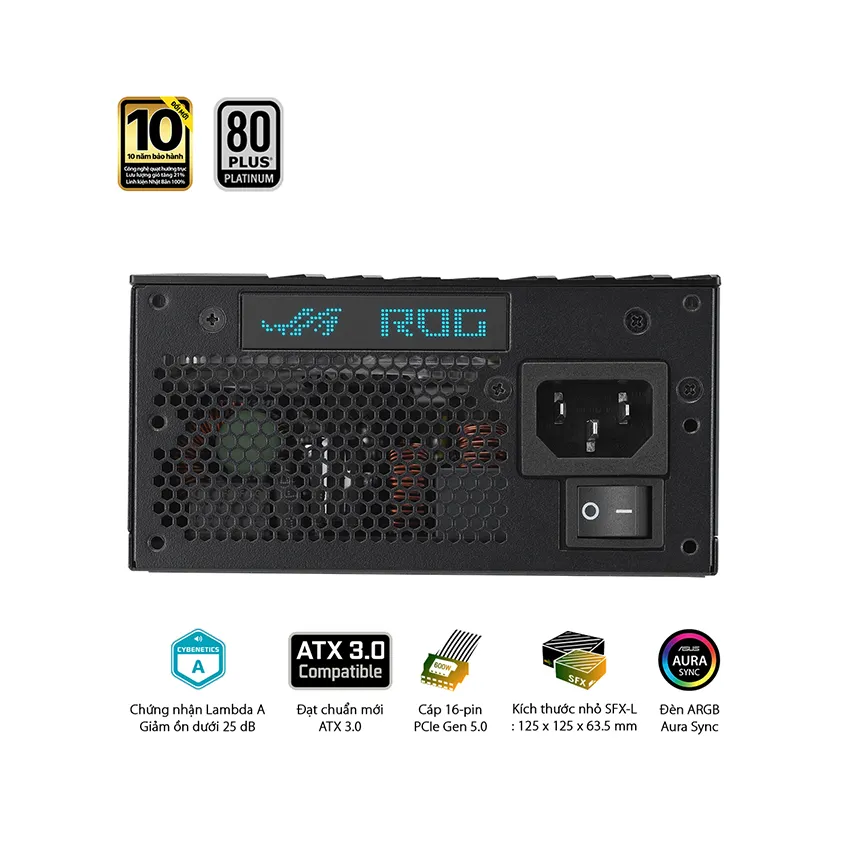 Nguồn Mini SFX-L Asus ROG Loki SFX-L 850W Platinum (ATX 3.0/PCIe Gen 5.0 /Full Modular/Màu Đen Bạc)